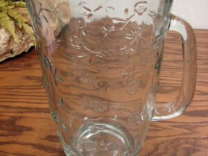 Anchor Hocking Savannah Clear Glass Pitcher Embossed Rose Flower