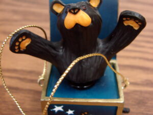 Retired Big Sky Carvers Bearfoot Bears Jeff Fleming Jack in the Box Spring Ornament