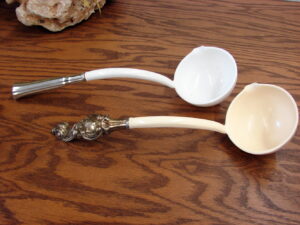 Set/2 Vintage Milk Glass White Plastic Ladle for Punch Serving Set