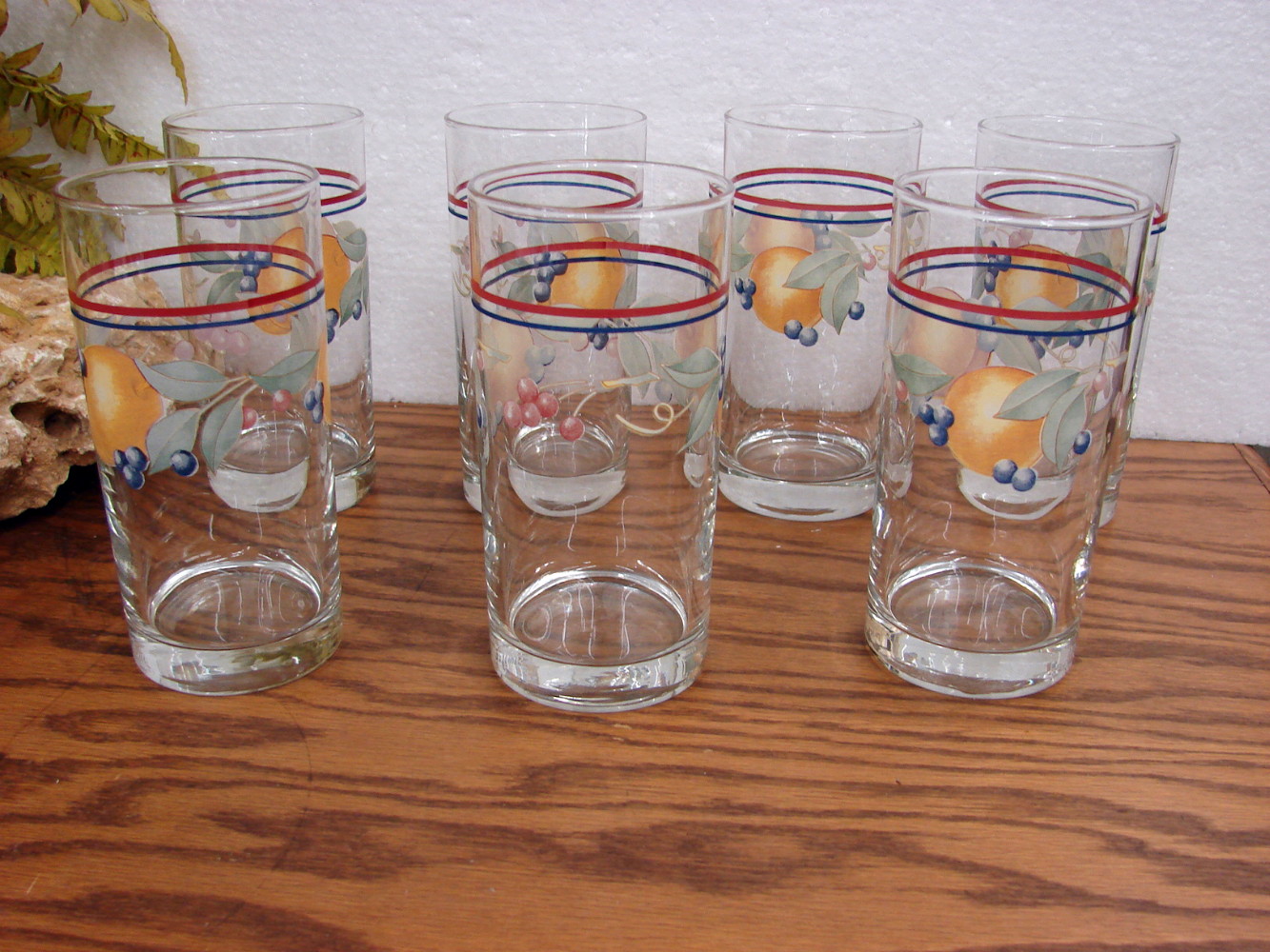 Set/7 Vintage Corning Ware Corelle Abundance Fruit Libbey Drinking Glasses - Image 2