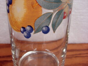 Set/7 Vintage Corning Ware Corelle Abundance Fruit Libbey Drinking Glasses