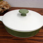 Vintage Corning Ware Avocado Green with White Green Lid P-70 8 1/2"