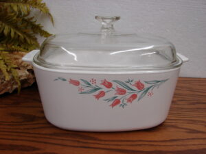 Corning Ware Rosemarie Rose Pink Tulip Corelle 5 Liter Casserole w/ PYREX Glass Lid