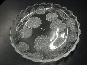 Vintage Clear Frosted Crystal Studio Japan Chrysanthemum Platter
