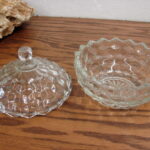 Vintage Crystal Fostoria American Cubist Round Ball Candy Dish w/ Lid - Image 2