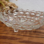Vintage Crystal Fostoria American Cubist Open 3 Footed Candy Dish