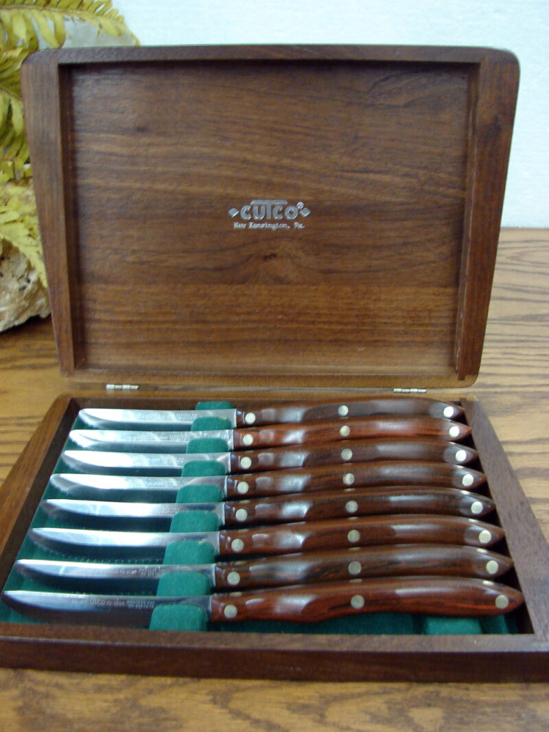 Vintage #1059 Cutco Steak Knife Set/8 in Original Wood Box Knives, Moose-R-Us.Com Log Cabin Decor