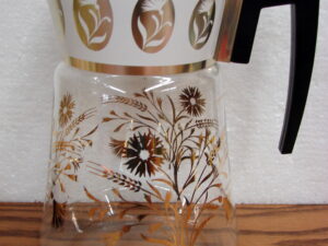 Vintage MCM David Douglas Gold Flower Coffee Beverage Server Carafe w/ Lid