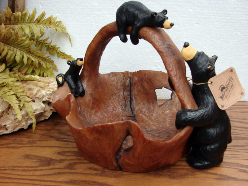New Big Sky Carvers Bearfoots Bears Jeff Fleming Grand Timber Basket, Moose-R-Us.Com Log Cabin Decor
