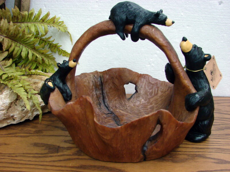 New Big Sky Carvers Bearfoots Bears Jeff Fleming Grand Timber Basket, Moose-R-Us.Com Log Cabin Decor