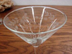 Set/27 Vintage Crystal Etched Cocktail Glasses 3 Sizes Martini Sherry Wine