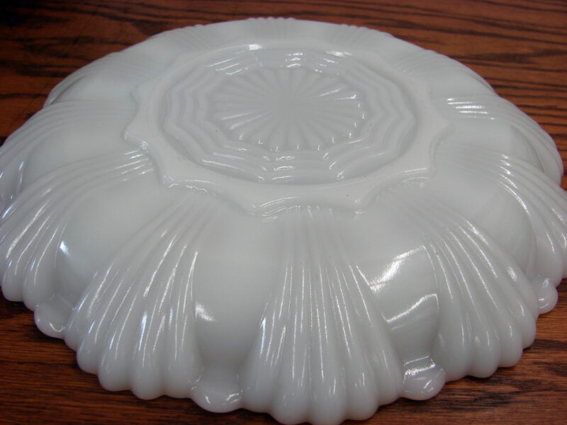 Vintage Fire King Milk Glass Peach Luster Rim Deviled Egg Plate Platter, Moose-R-Us.Com Log Cabin Decor