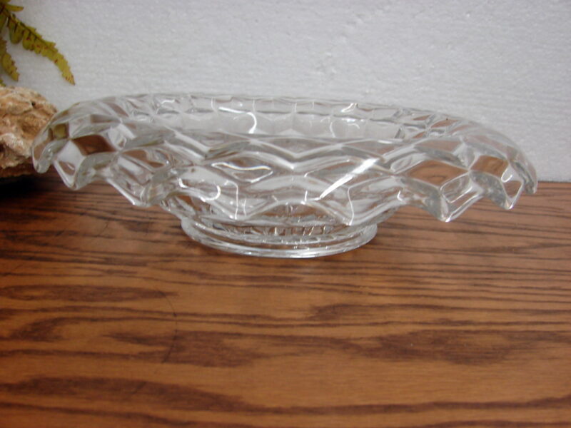Vintage Crystal Fostoria American Cubist Rolled Edge Bowl, Moose-R-Us.Com Log Cabin Decor