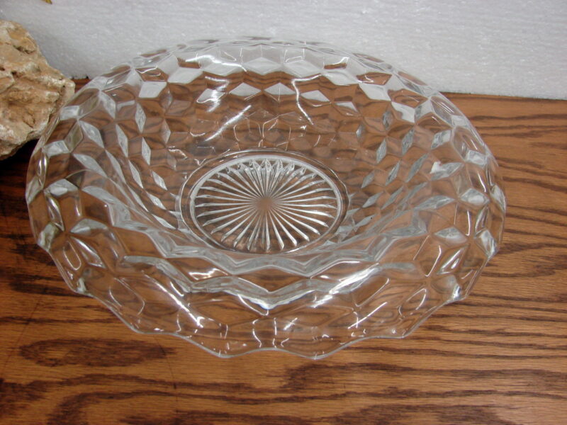 Vintage Crystal Fostoria American Cubist Rolled Edge Bowl, Moose-R-Us.Com Log Cabin Decor