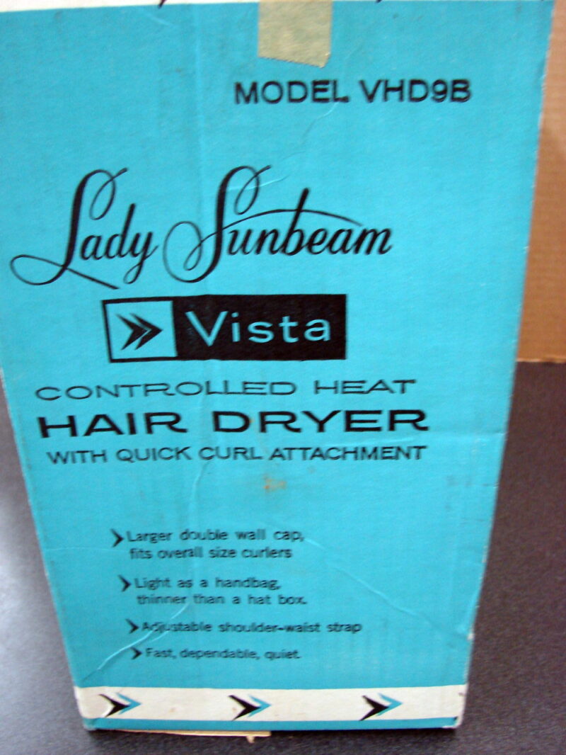 Vintage MCM Lady Sunbeam Vista Bonnet Hair Dryer Travel Size Case, Moose-R-Us.Com Antiques Collectibles Log Cabin Decor