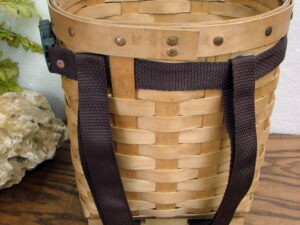 Vintage Split Reed Small Pack Basket Gathering Basket w/ Straps