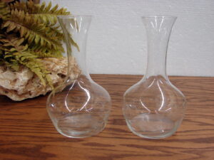 Set/2 Retired Princess House Etched Crystal Glass Heritage Bulbous Vases 8"