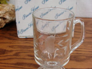 Set/4 Brand New in Box Retired Princess House Etched Crystal Glass Heritage #504 Footed Mug