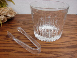 Retired Princess House Etched Crystal Glass Heritage #863 Champagne Ice Bucket w/ Tongs