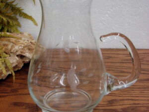 Retired Princess House Etched Crystal Glass Heritage 10" Pitcher w/ Ice Lip