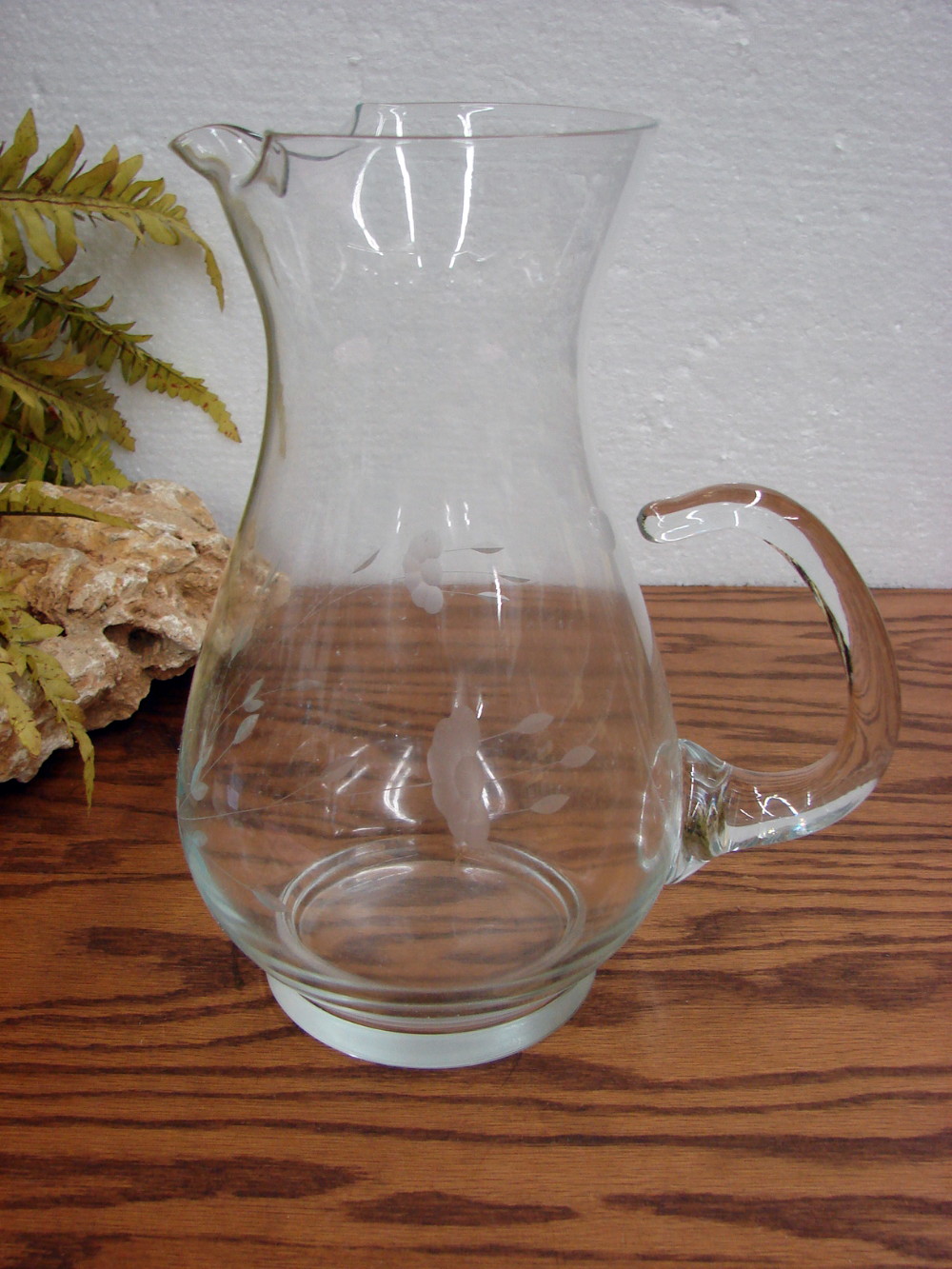 Retired Princess House Etched Crystal Glass Heritage 10" Pitcher w/ Ice Lip