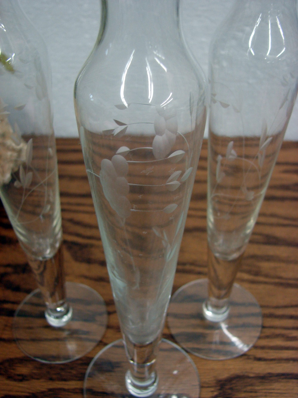 Set/3 Retired Princess House Etched Crystal Glass Heritage Tall Bud Vases - Image 2