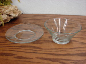 Retired Princess House Etched Crystal Glass Heritage Dip Bowl w/ Under Plate