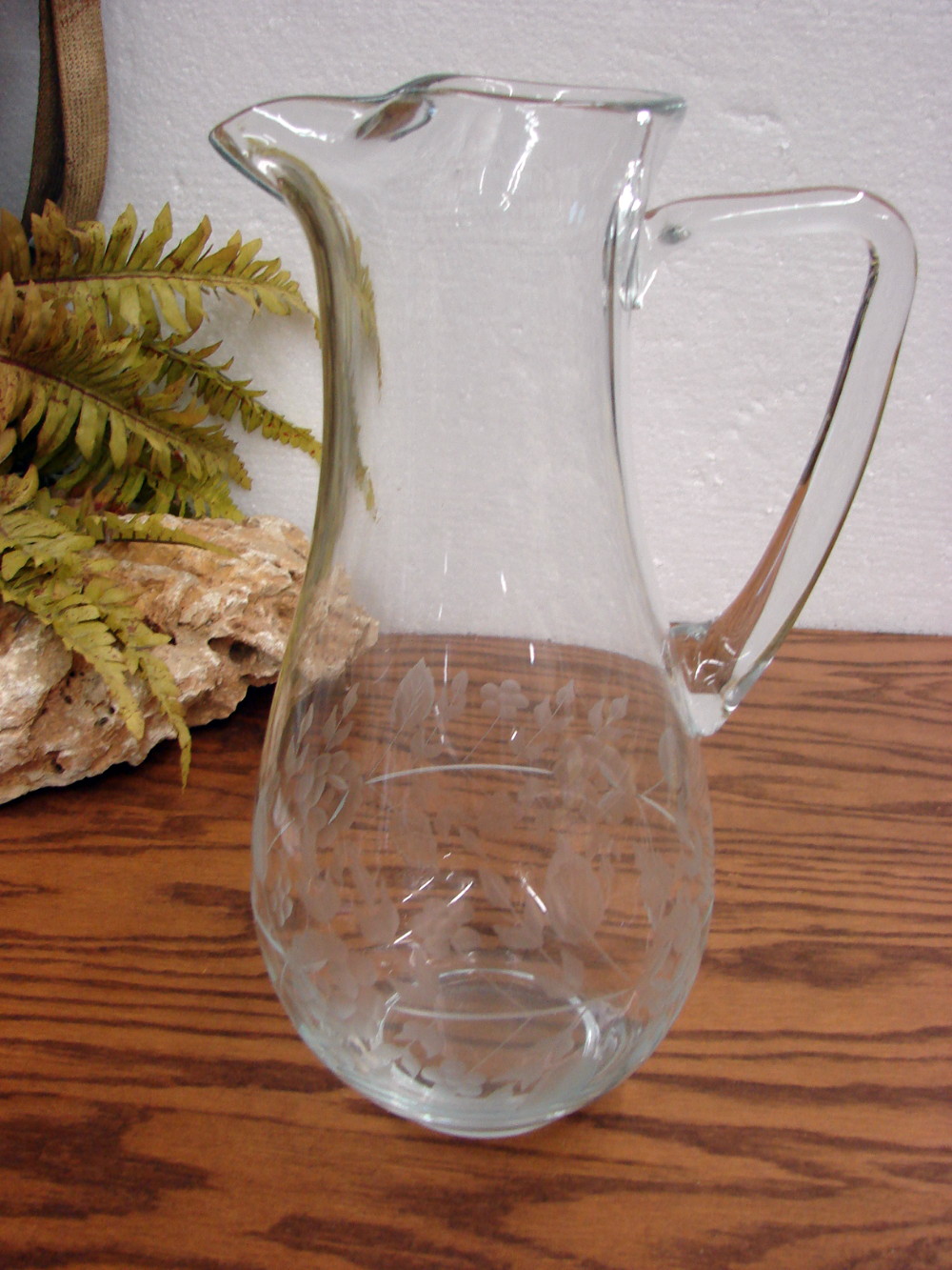 Retired Princess House Etched Crystal Glass Heritage 12" Tall Pitcher w/ Ice Lip