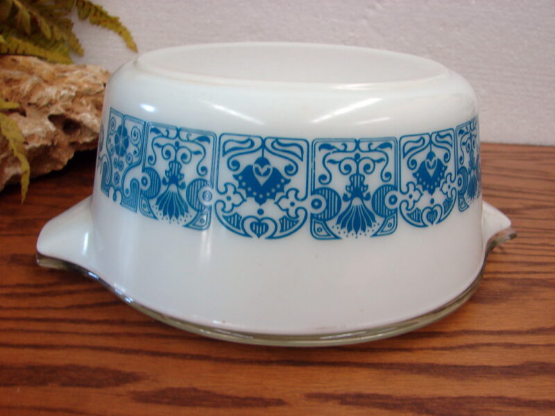 Vintage PYREX Horizon Blue #475 Cinderella Round Casserole w/ Lid 2 1/2 Qt, Moose-R-Us.Com Antiques Collectibles Log Cabin Decor
