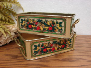 Set/2 Vintage PYREX Decorative Tin Cover Sleeve Holder #213 Loaf Bread Pan