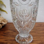 Heavy Cut Crystal Glass Embossed Etched Rose Footed Pitcher 9" - Image 2