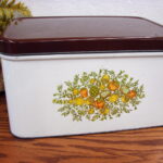 Vintage Tin Metal Bread Box Bakery Storage Mushrooms Vegetables Spice LIfe