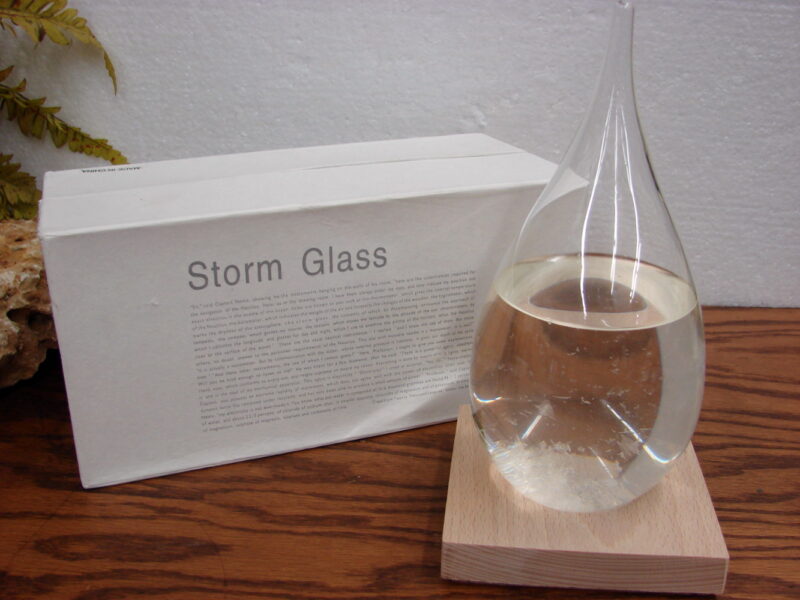 Enkrio Storm Glass Weather Station Weather Predictor Barometer w/ Wood Base, Moose-R-Us.Com Antiques Collectibles Log Cabin Decor