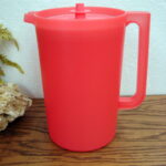 Tupperware Sheer Salmon 4 Qt 1 Gallon #1416 Pitcher w/ Push Button Lid