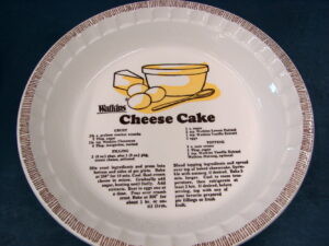 Vintage Watkins Recipe Pie Plate Cheese Cake #6296