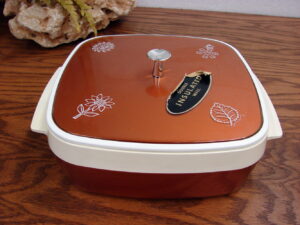 Vintage West Bend Thermo Serv Copper Tone Square Insulated 3 Pc Baker Server