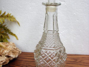 Large Vintage Anchor Hocking Wexford MCM Hexagonal Wine Decanter w/ Stopper 14"