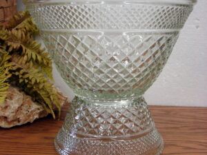 Vintage Anchor Hocking Wexford Punch Bowl with Matching Riser Base Stand