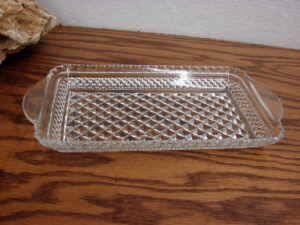 Vintage Anchor Hocking Wexford MCM Rectangular Cream Sugar Tray Relish Cranberry