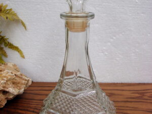 Vintage Anchor Hocking Wexford MCM Hexagonal Wine Decanter w/ Stopper 12"
