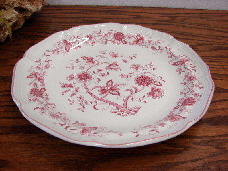 Vintage Pink Rose Mauve Floral Tole Flowers Woolworth Dinner Serving 10&#8243; Plate, Moose-R-Us.Com Antiques Collectibles Log Cabin Decor