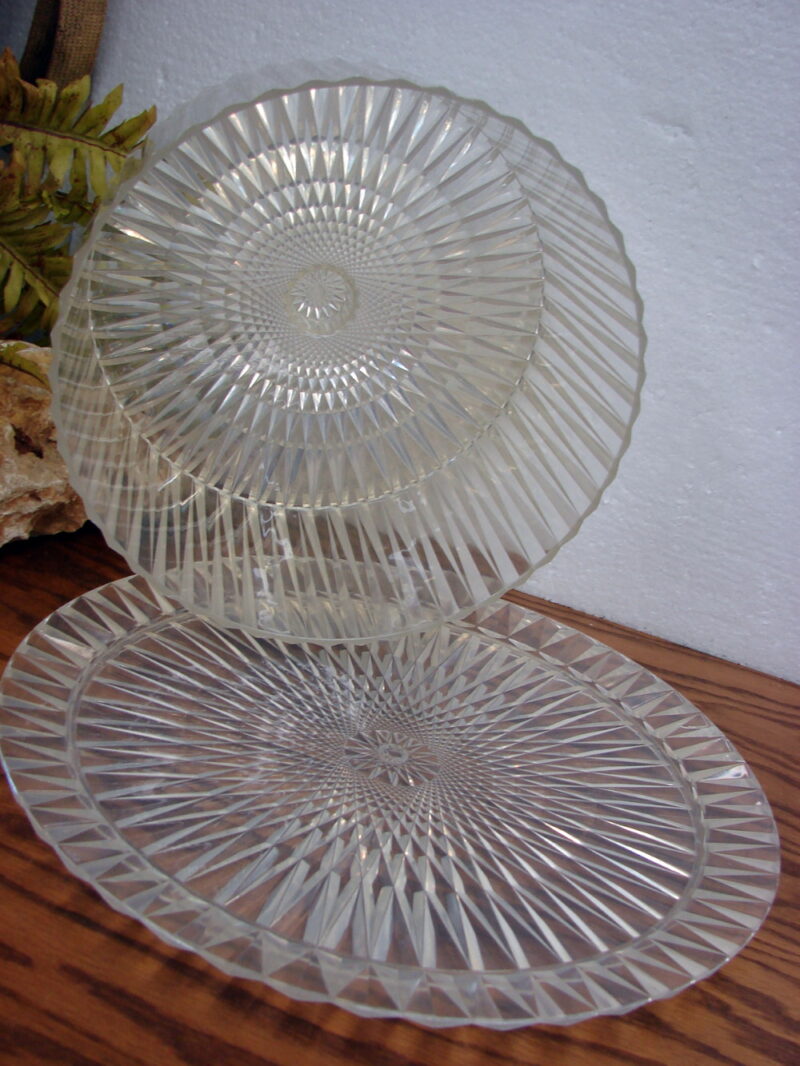 Unique Vintage Clear Prisms Lucite MCM Plastic Cake Dome Tray Cover Sunburst, Moose-R-Us.Com Antiques Collectibles Log Cabin Decor