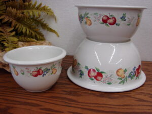 Vintage Corning Ware Chutney Fruit Theme Set/3 Stoneware Mixing Nesting Serving Bowls