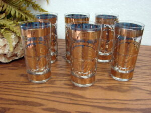 Vintage Culver Gold Coronet Straight Tumbler Highball 22kt Gold Marked Set/6