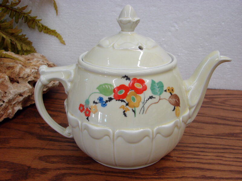 Vintage Hall China Enterprise Drip-O-lator Teapot Flowers, Moose-R-Us.Com Antiques Collectibles Log Cabin Decor