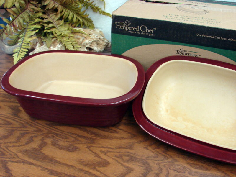 The Pampered Chef Cranberry Deep Covered Baker Stoneware Roaster #1321 Box, Moose-R-Us.Com Log Cabin Decor