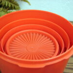 Vintage Tupperware Orange Nesting Servalier Canisters Kitchen Storage Set/4 - Image 3