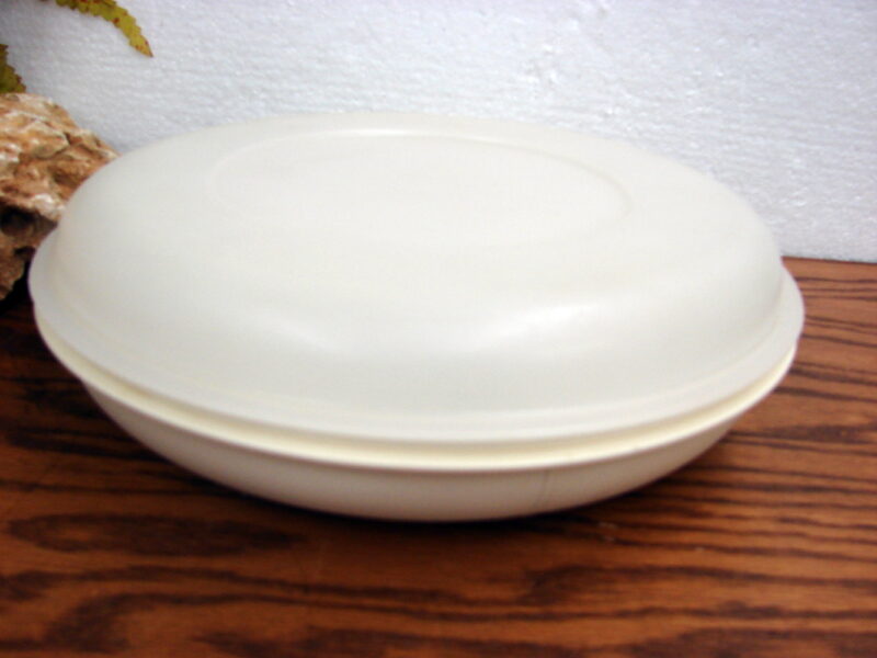 Vintage Tupperware Divided Vegetable Serving Container Almond Color #1708, Moose-R-Us.Com Antiques Collectibles Log Cabin Decor