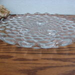 Vintage Crystal Fostoria American Cubist 12" Rolled Edge Footed Platter