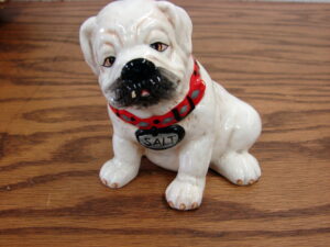 Vintage Pottery French Bulldog Red Collar Salt Shaker Only